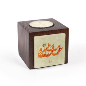 جاشمعی مکعبی چوبی ایرانی طرح ماهی (۲ عدد)