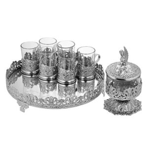 سرویس چایخوری ایرانی نقره‌ای (8X)
