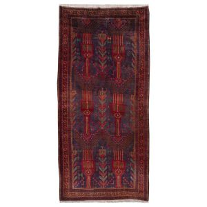 کناره دستباف بلوچ طرح هندسی – پشم قرمز