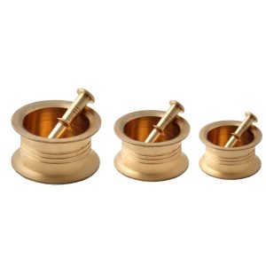 مجموعه هاون و دسته برنجی سنتی ایرانی مینیمال (3X)
