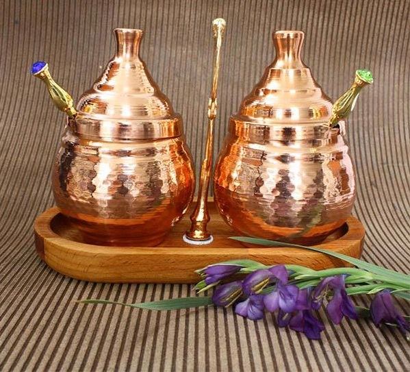 کوزه مسی دستساز – ایدهآل برای مرتب کردن آشپزخانه (۲ عدد)