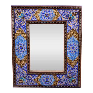 آینه چوبی ایرانی – طرح اسلیمی خاتم‌کاری