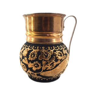 پارچ مسی سنتی طرح گل برجسته ایرانی
