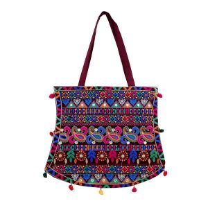 کیف رودوشی سنتی با گلدوزی بلوچی مدل صبا