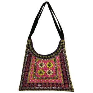 کیف دوشی جیر طرح بوهمی طرح سنتی کریمی ۲