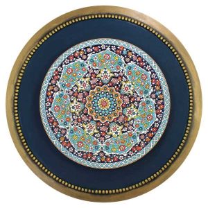 بشقاب سفالی تزئینی با سرمه میناکاری دست‌ساز