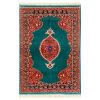 فرش دستباف بجنورد طرح ایمانی (ترنج) - ابریشم و پشم سبز