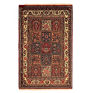 فرش دستباف بختیاری طرح خشتی گل‌دار – پشم کرم