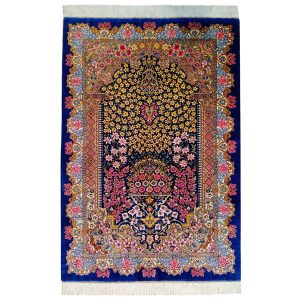 فرش دستباف ابریشم قم طرح درختی – بنفش