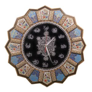 ساعت دیواری چوبی دست‌ساز ایرانی – هنر خاتم‌کاری، گلناز