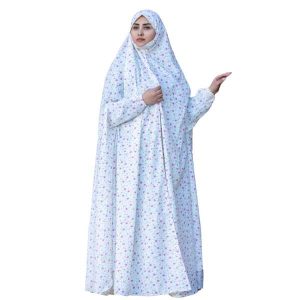 چادر نماز آستین‌دار زنانه مناسب برای نماز – گل‌های بنفش