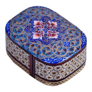 جعبه جواهرات چوبی دست‌ساز با طرح خاتم ایرانی – بلوم