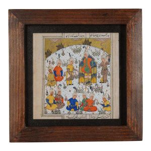 کاشی قاب‌دار تزئینی ایرانی – طرح الهام گرفته از شاهنامه: امیران