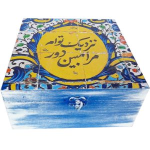جعبه چوبی برای هدیه دادن با طرح الهام گرفته از هنر ایرانی نگار