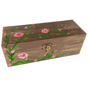 جعبه چوبی برای هدیه دادن با طرح هنری گل صورتی