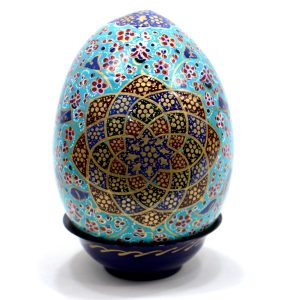پوسته تخم شترمرغ نقاشی شده با دست ایرانی – فیروزه