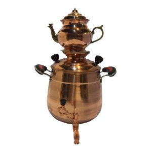 چای ساز سماوری مسی ایرانی با قوری مدل دیوا