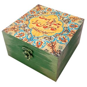 جعبه چوبی برای هدیه با طرح کاشی ایرانی