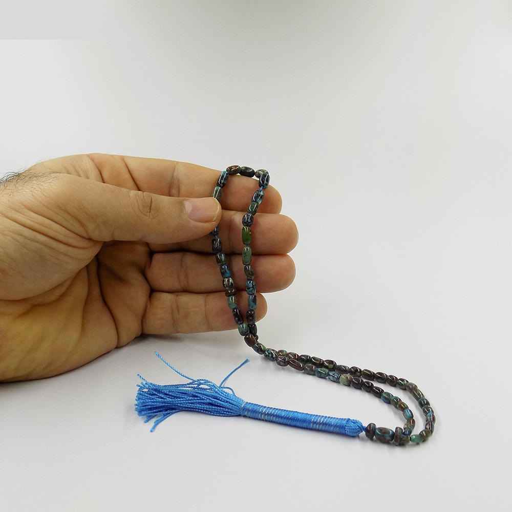 تسبیح فیروزه نیشابوری دست ساز ۶۶ دانه ای