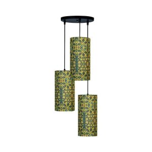چراغ آویز خوشه ای پارچه ای با آباژور استوانه ای مخملی صحرا