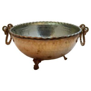 کاسه مسی مناسب برای میوه و شیرینی، نگار چکش‌کاری شده