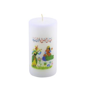 شمع تزئینی سفید – تم عید برای چیدمان هفت سین (۲ عدد)