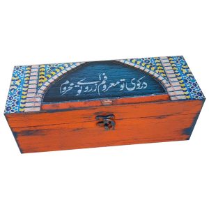 جعبه چوبی برای هدیه با طرح الهام گرفته از هنر ایرانی