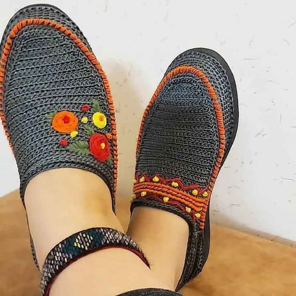 کفش گیوه – کفش دستساز ایرانی، قابل تنفس، مدل خاکستری