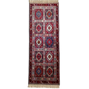 کناره دستباف بختیاری (طرح آتیلا) طرح خشتی – پشم قرمز