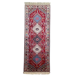 کناره دستباف بختیاری (طرح قشقایی) طرح لوزی هندسی – پشم قرمز