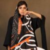 شال ابریشمی چاپی ایرانی دو رو طرح خوشنویسی هنری