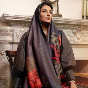 شال ابریشمی چاپی دو رو خوشنویسی هنری ایرانی