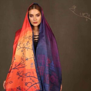 شال ابریشمی چاپی دو رو طرح خوشنویسی شاملو