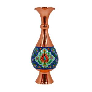 گلدان مسی تزئینی نقاشی شده با دست با میناکاری لیلی
