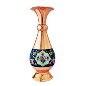 گلدان مسی تزئینی نقاشی شده با دست با میناکاری ایرانی طرح پرواز