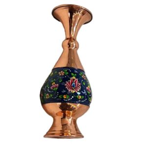 گلدان مسی تزئینی نقاشی شده با دست با میناکاری ایرانی سینا