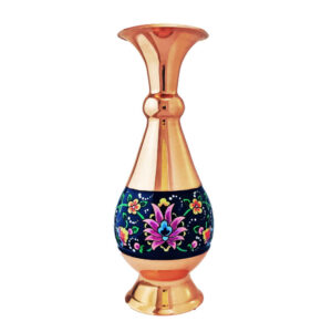 گلدان مسی تزئینی نقاشی شده با دست با میناکاری طهورا