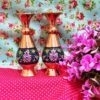 گلدان مسی تزئینی با میناکاری ایرانی نقاشی‌شده با دست، مدل طهورا با نقوش کلاسیک گل