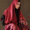 شال ابریشمی چاپی دو رو طرح خوشنویسی هنری بیتاب