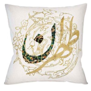 روکش کوسن مخمل ایرانی – طرح خوشنویسی تهران (مجموعه ۲ عددی)