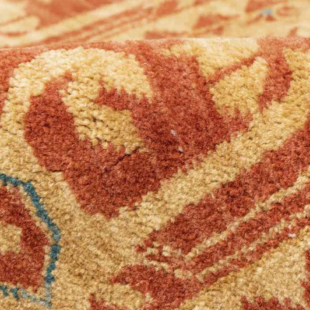کناره دستباف شیراز (طرح خورشید) طرح ترنج هندسی – پشم نارنجی