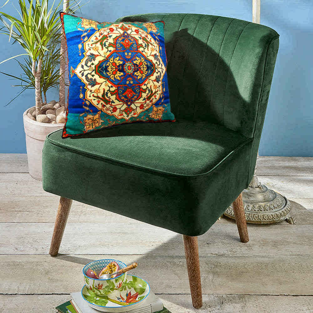 روکش کوسن مخمل طرح سنتی – مدل هریس (مجموعه ۲ عددی)