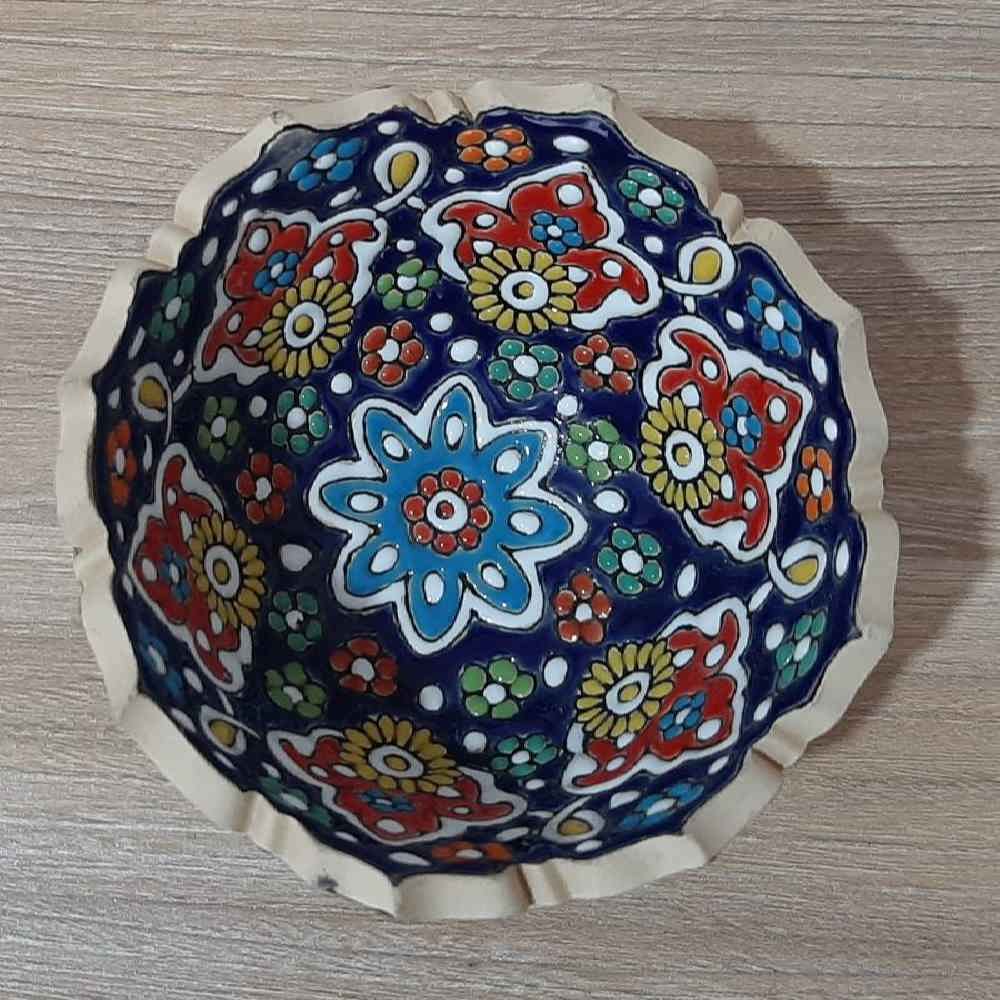 کاسه و بشقاب سفالی میناکاری تزئینی دست ساز مدل زینا
