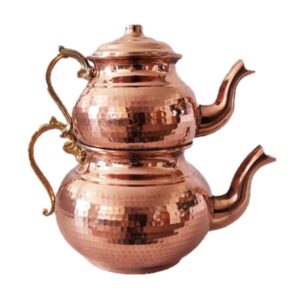 قوری مسی دو نفره صدف چکش‌کاری شده و بادوام