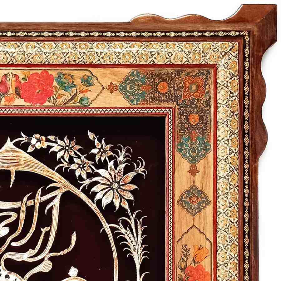 قاب مسی حکاکی شده دست ساز ایرانی گویا – دکور دیواری سنتی