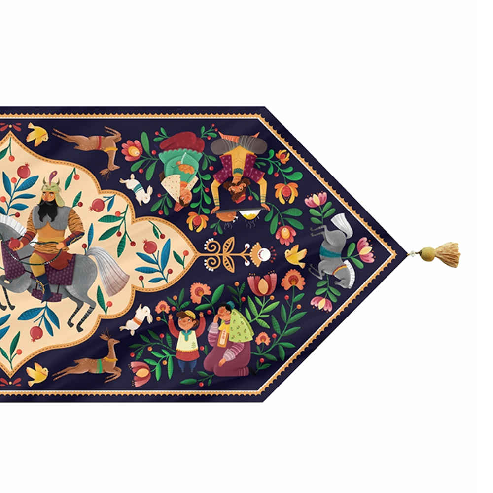 رومیزی مخمل آبی طرح ایرانی طرح اردشیر