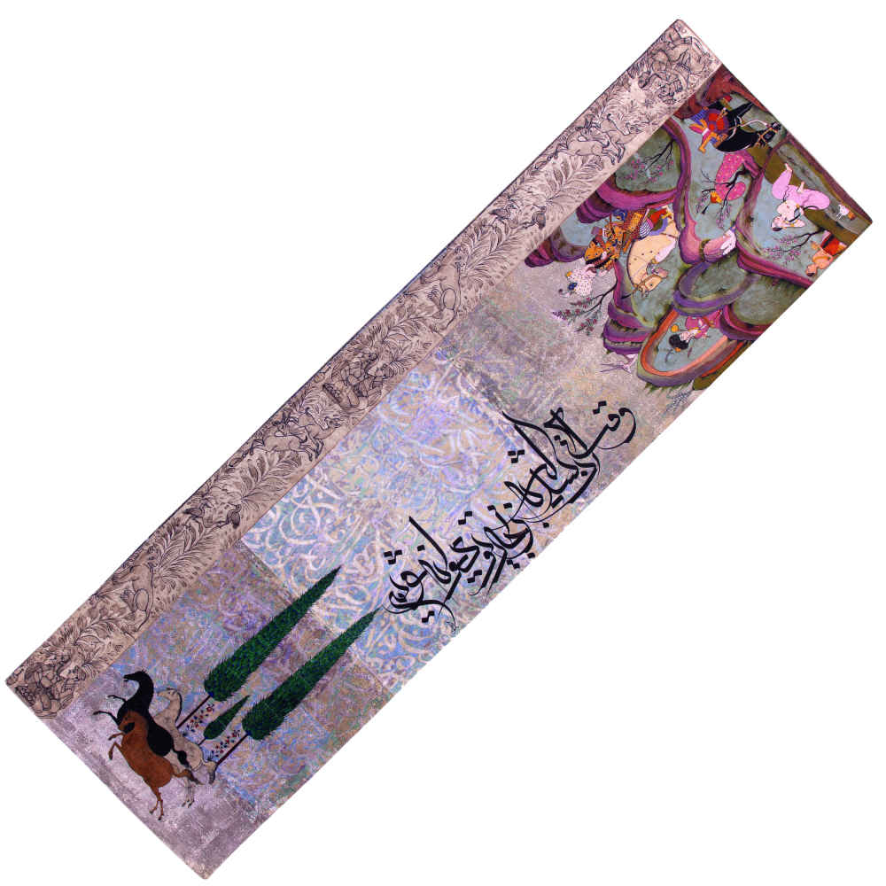 رومیزی مخمل کرم طرح پرشین الگانس، طرح خسرو پرویز