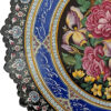 بشقاب مسی تزئینی نقاشی شده با دست با طرح گل میناکاری ایرانی