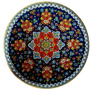 بشقاب سفالی تزئینی نقاشی شده با دست با میناکاری ایرانی امید
