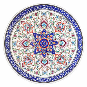 بشقاب مسی تزئینی نقاشی شده با دست با میناکاری ایرانی سحر